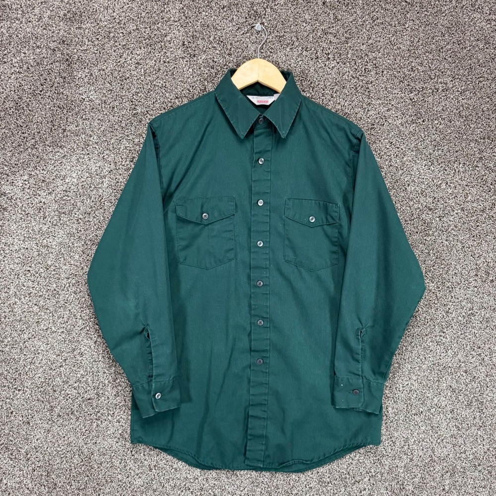 Vintage Unitog Work Shirt Mens 15-15.5/Medium Green Union Made In‎ USA READ